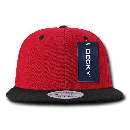 Decky Trendy Flat Bill Snapback Baseball 6 Panel Caps Hats Unisex-350-351-BLACK-