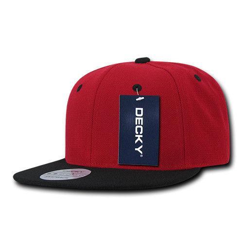 Decky Trendy Flat Bill Snapback Baseball 6 Panel Caps Hats Unisex-350-351-BLACK-