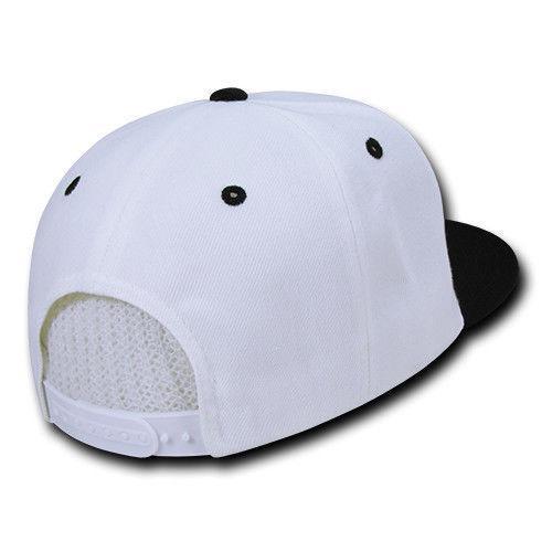Decky Trendy Flat Bill Snapback Baseball 6 Panel Caps Hats Unisex-350-351-BLACK-