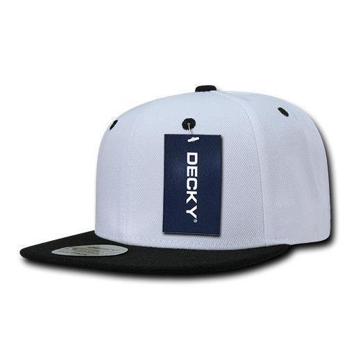 Decky Trendy Flat Bill Snapback Baseball 6 Panel Caps Hats Unisex-350-351-BLACK-