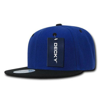 Decky Trendy Flat Bill Snapback Baseball 6 Panel Caps Hats Unisex-350-351-BLACK-