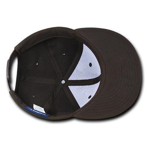 Decky Trendy Flat Bill Snapback Baseball 6 Panel Caps Hats Unisex-350-351-BLACK-