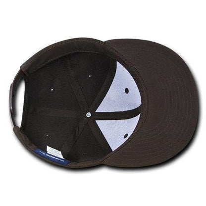 Decky Trendy Flat Bill Snapback Baseball 6 Panel Caps Hats Unisex-350-351-BLACK-
