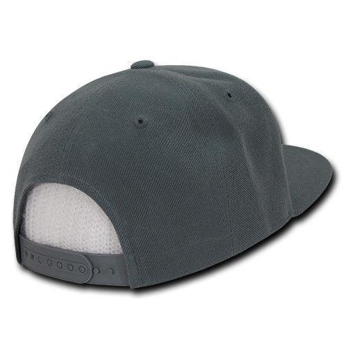 Decky Trendy Flat Bill Snapback Baseball 6 Panel Caps Hats Unisex-350-351-BLACK-