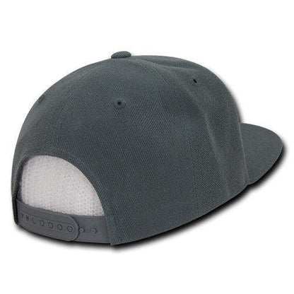 Decky Trendy Flat Bill Snapback Baseball 6 Panel Caps Hats Unisex-350-351-BLACK-