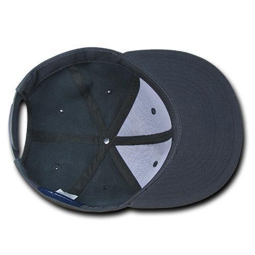 Decky Trendy Flat Bill Snapback Baseball 6 Panel Caps Hats Unisex-350-351-BLACK-