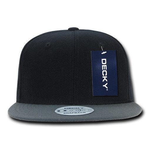 Decky Trendy Flat Bill Snapback Baseball 6 Panel Caps Hats Unisex-350-351-BLACK-