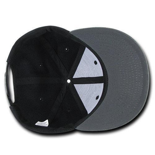 Decky Trendy Flat Bill Snapback Baseball 6 Panel Caps Hats Unisex-350-351-BLACK-