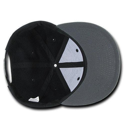 Decky Trendy Flat Bill Snapback Baseball 6 Panel Caps Hats Unisex-350-351-BLACK-