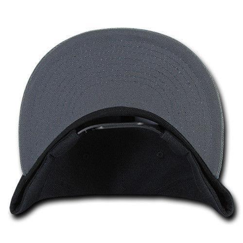 Decky Trendy Flat Bill Snapback Baseball 6 Panel Caps Hats Unisex-350-351-BLACK-