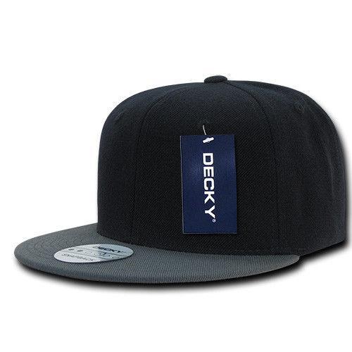 Decky Trendy Flat Bill Snapback Baseball 6 Panel Caps Hats Unisex-350-351-BLACK-