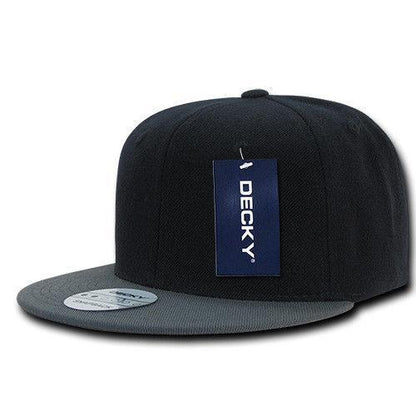 Decky Trendy Flat Bill Snapback Baseball 6 Panel Caps Hats Unisex-350-351-BLACK-