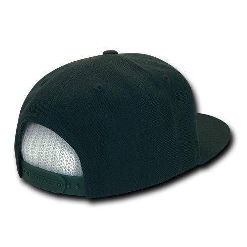 Decky Trendy Flat Bill Snapback Baseball 6 Panel Caps Hats Unisex-350-351-BLACK-