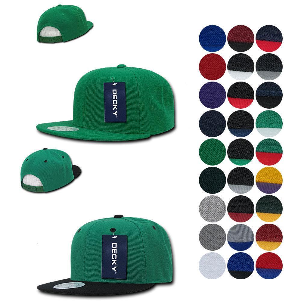Decky Trendy Flat Bill Snapback Baseball 6 Panel Caps Hats Unisex-350-351-BLACK-