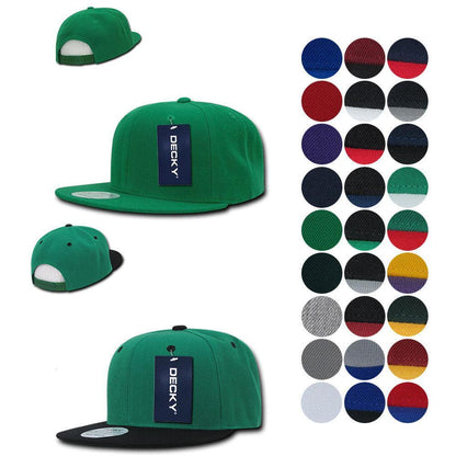 Decky Trendy Flat Bill Snapback Baseball 6 Panel Caps Hats Unisex-350-351-BLACK-