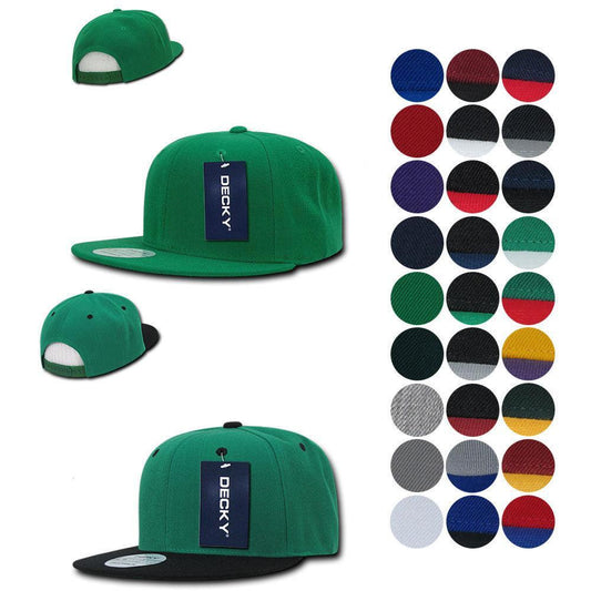 Decky Trendy Flat Bill Snapback Baseball 6 Panel Caps Hats Unisex-350-351-BLACK-