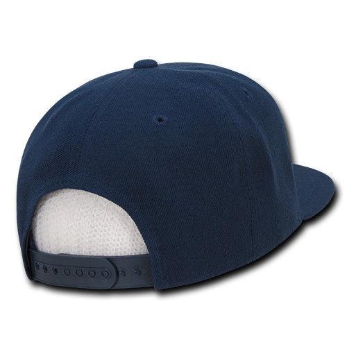 Decky Trendy Flat Bill Snapback Baseball 6 Panel Caps Hats Unisex-350-351-BLACK-