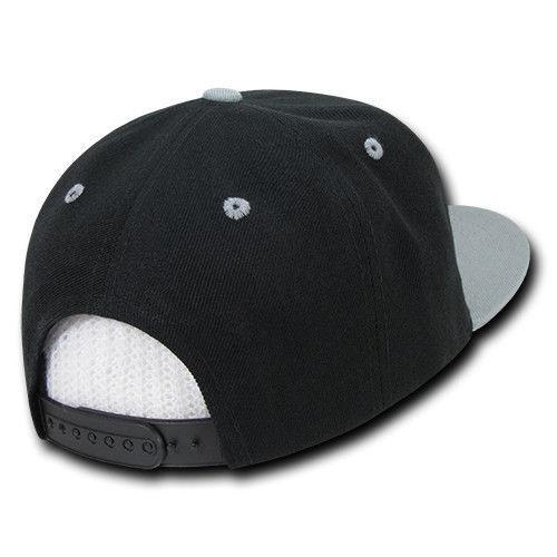 Decky Trendy Flat Bill Snapback Baseball 6 Panel Caps Hats Unisex-350-351-BLACK-