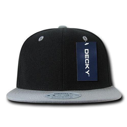 Decky Trendy Flat Bill Snapback Baseball 6 Panel Caps Hats Unisex-350-351-BLACK-