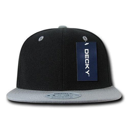 Decky Trendy Flat Bill Snapback Baseball 6 Panel Caps Hats Unisex-350-351-BLACK-