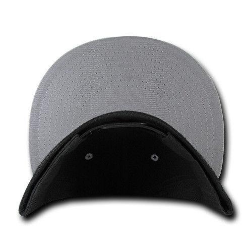 Decky Trendy Flat Bill Snapback Baseball 6 Panel Caps Hats Unisex-350-351-BLACK-