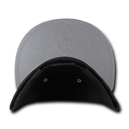 Decky Trendy Flat Bill Snapback Baseball 6 Panel Caps Hats Unisex-350-351-BLACK-
