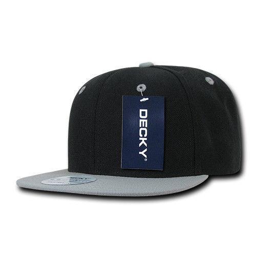 Decky Trendy Flat Bill Snapback Baseball 6 Panel Caps Hats Unisex-350-351-BLACK-