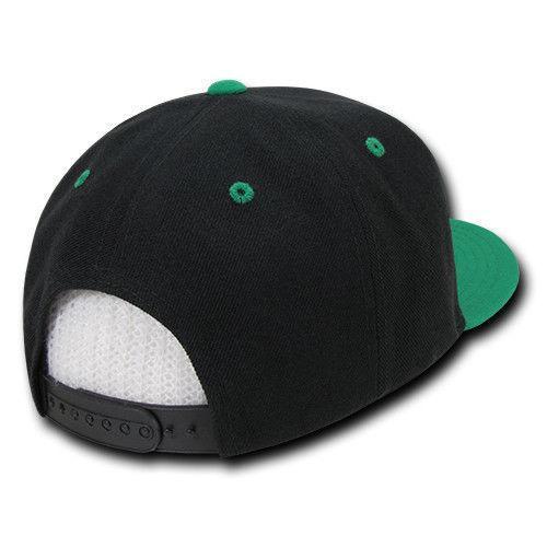 Decky Trendy Flat Bill Snapback Baseball 6 Panel Caps Hats Unisex-350-351-BLACK-