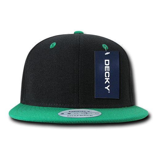 Decky Trendy Flat Bill Snapback Baseball 6 Panel Caps Hats Unisex-350-351-BLACK-