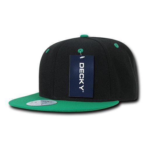 Decky Trendy Flat Bill Snapback Baseball 6 Panel Caps Hats Unisex-350-351-BLACK-