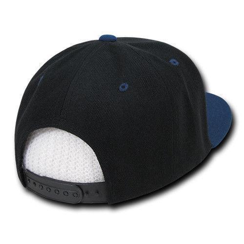 Decky Trendy Flat Bill Snapback Baseball 6 Panel Caps Hats Unisex-350-351-BLACK-