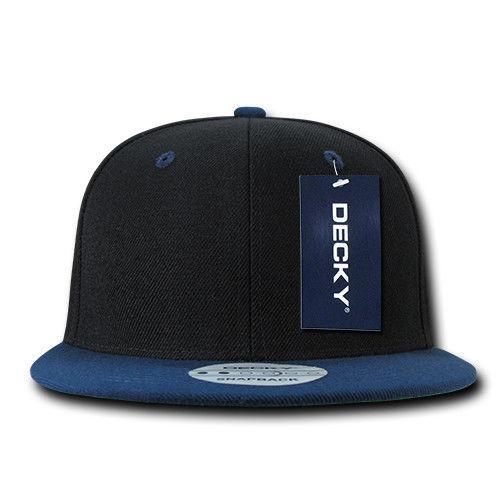 Decky Trendy Flat Bill Snapback Baseball 6 Panel Caps Hats Unisex-350-351-BLACK-