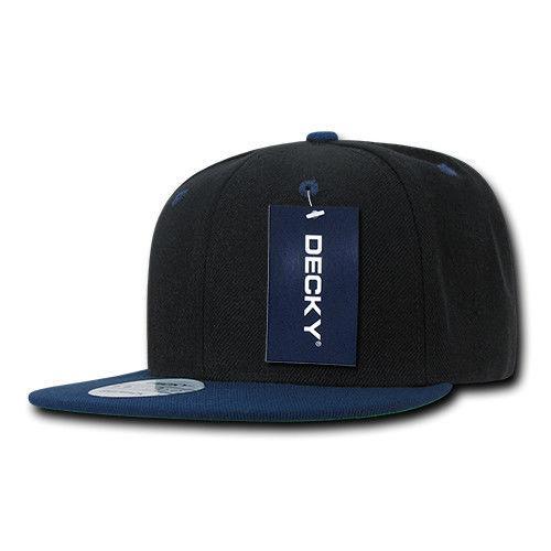 Decky Trendy Flat Bill Snapback Baseball 6 Panel Caps Hats Unisex-350-351-BLACK-
