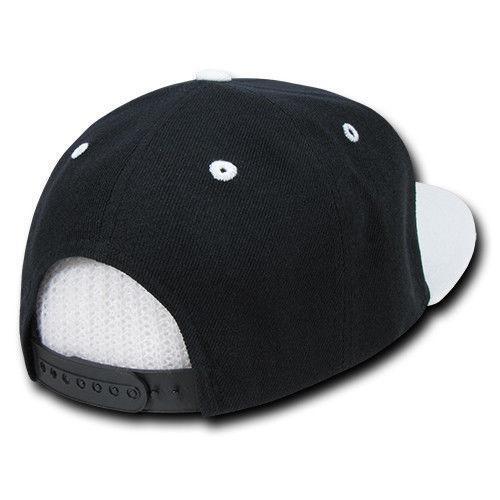 Decky Trendy Flat Bill Snapback Baseball 6 Panel Caps Hats Unisex-350-351-BLACK-