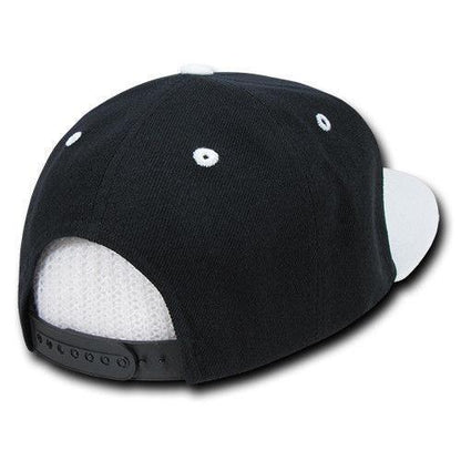 Decky Trendy Flat Bill Snapback Baseball 6 Panel Caps Hats Unisex-350-351-BLACK-