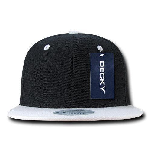 Decky Trendy Flat Bill Snapback Baseball 6 Panel Caps Hats Unisex-350-351-BLACK-