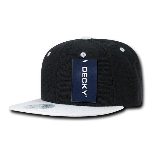 Decky Trendy Flat Bill Snapback Baseball 6 Panel Caps Hats Unisex-350-351-BLACK-