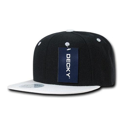 Decky Trendy Flat Bill Snapback Baseball 6 Panel Caps Hats Unisex-350-351-BLACK-