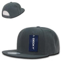 Decky Trendy Flat Bill Snapback Baseball 6 Panel Caps Hats Unisex-350-351-CHARCOAL-