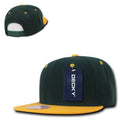 Decky Trendy Flat Bill Snapback Baseball 6 Panel Caps Hats Unisex-350-351-FOREST / GOLD-