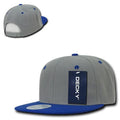 Decky Trendy Flat Bill Snapback Baseball 6 Panel Caps Hats Unisex-350-351-GREY / ROYAL-