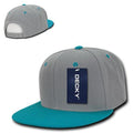 Decky Trendy Flat Bill Snapback Baseball 6 Panel Caps Hats Unisex-350-351-GREY/TEAL-