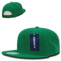 Decky Trendy Flat Bill Snapback Baseball 6 Panel Caps Hats Unisex-350-351-KELLY GREEN-