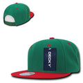 Decky Trendy Flat Bill Snapback Baseball 6 Panel Caps Hats Unisex-350-351-KELLY GREEN / RED-