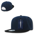 Decky Trendy Flat Bill Snapback Baseball 6 Panel Caps Hats Unisex-350-351-NAVY / BLACK-
