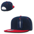 Decky Trendy Flat Bill Snapback Baseball 6 Panel Caps Hats Unisex-350-351-NAVY / RED-