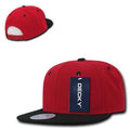 Decky Trendy Flat Bill Snapback Baseball 6 Panel Caps Hats Unisex-350-351-RED / BLACK-