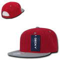 Decky Trendy Flat Bill Snapback Baseball 6 Panel Caps Hats Unisex-350-351-RED / GREY-