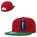 Decky Trendy Flat Bill Snapback Baseball 6 Panel Caps Hats Unisex-350-351-RED / KELLY GREEN-