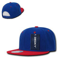 Decky Trendy Flat Bill Snapback Baseball 6 Panel Caps Hats Unisex-350-351-ROYAL / RED-